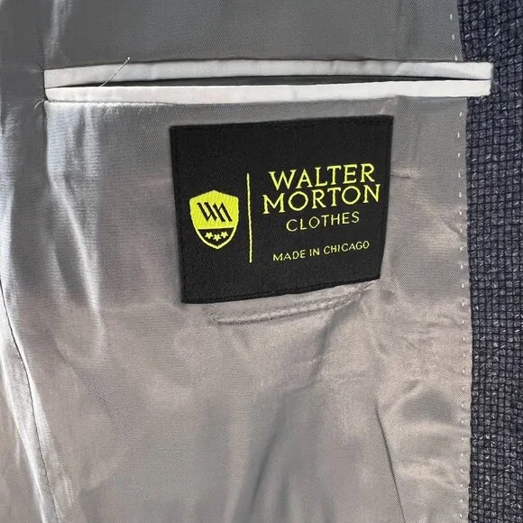 NWT WALTER MORTON HSM 41L  nail head Steel Blue 2 Btn 93%Wool 3%Cashmere USA - Picture 9 of 10